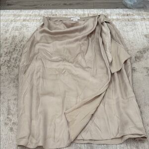 Club Monaco Neutral Wrap Midi Skirt - Beige
